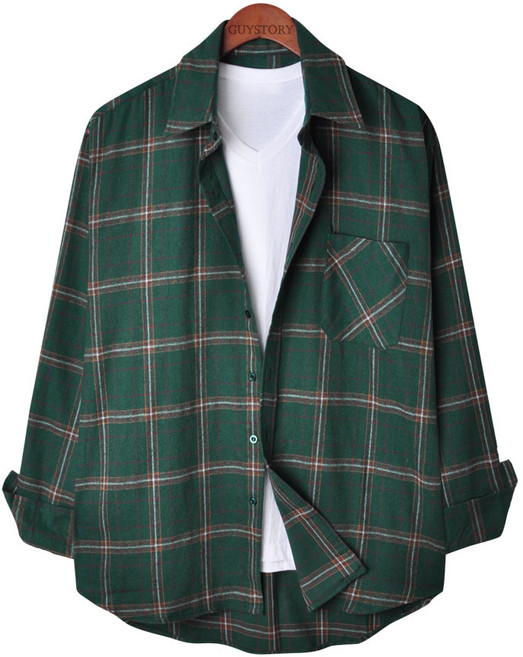 가이스토리 남성용 밴텀 오버핏 체크셔츠