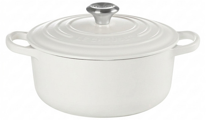 LE CREUSET 圓鐵鍋 附鋼頭鍋蓋 3.3L, 22cm, 水霧白, 1個