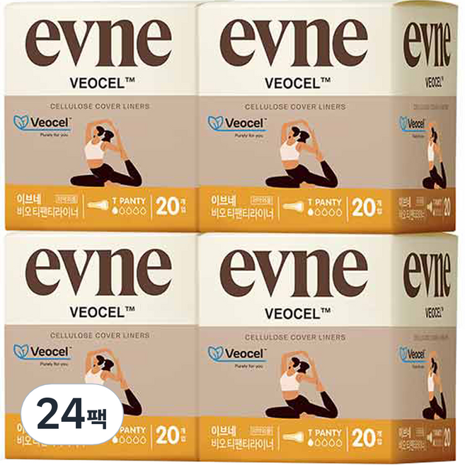 이브네 비오 티 팬티라이너, 일반, 20개입, 24개
