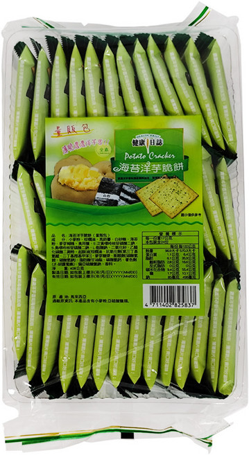 HEALTH DAILY 健康日誌 海苔洋芋脆餅 獨立包裝 薄度0.2cm 酥脆口感, 408g, 1袋