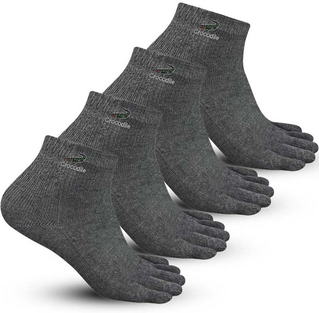 크로커다일 남성용 자수 티즈 발가락 단목 양말 4족 세트 CD241