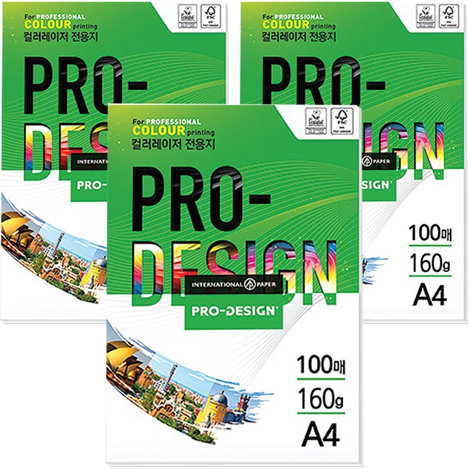 삼은파트너스 칼라레이저전용지 ProDesign 160g, A4, 300매 - 쿠팡