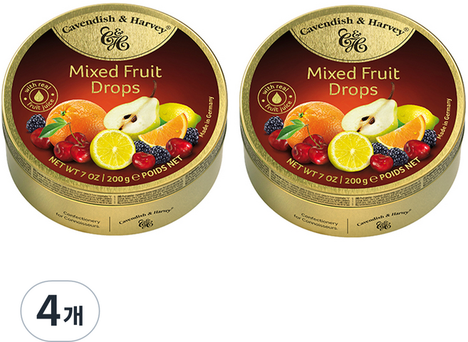 캐빈디쉬앤하비 하비 종합 캔디 과일, 200g, 4개