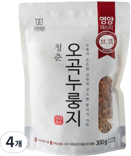 청춘누룽지 오곡누룽지, 300g, 4개