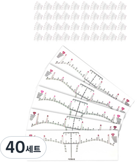 반영구 눈썹 디자인용 스티커 자 5종 세트, 혼합형, 40세트
