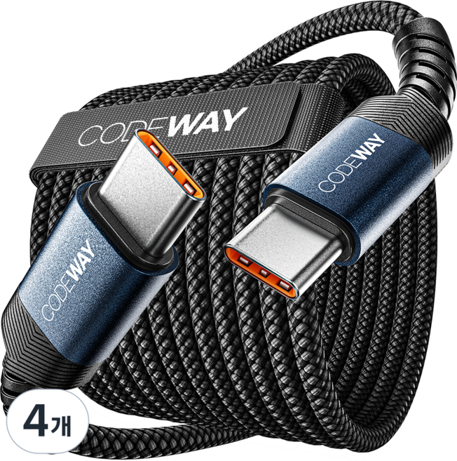 코드웨이 PD 60W C to C타입 초고속 충전케이블, 3m, 블루, 4개