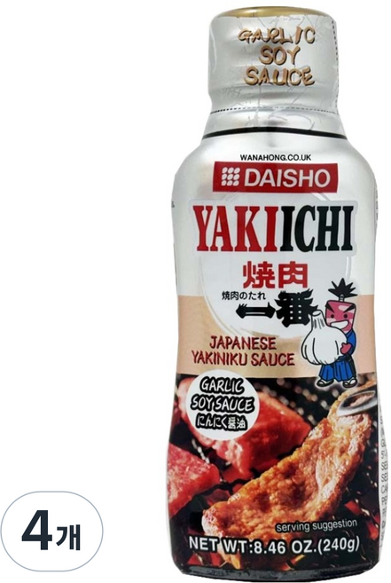 다이쇼 야키이치 야키니쿠 마늘간장 소스, 4개, 240ml