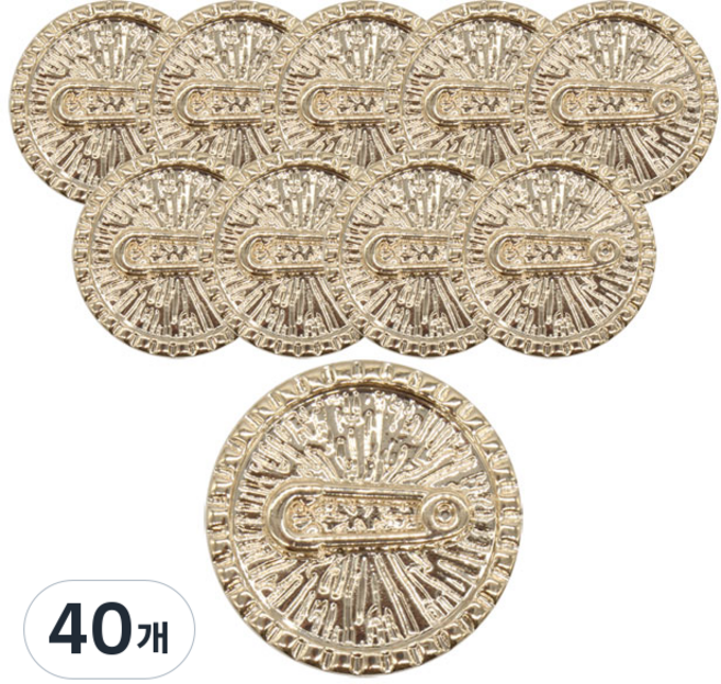 Button King 東大門鈕扣王 安全別針鈕扣 23mm, 40個, 金色
