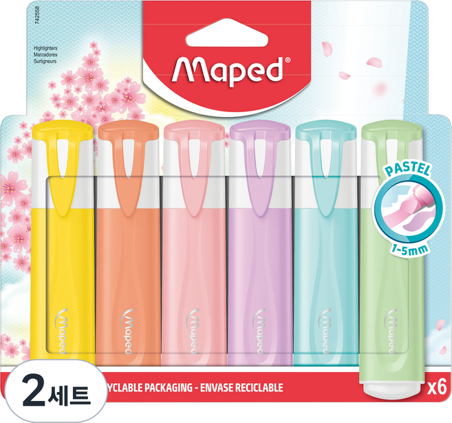 마패드 파스텔 형광펜 6색 세트, 6종, 2세트