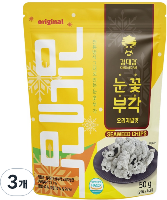 김대감 눈꽃부각 오리지널맛, 3개, 50g