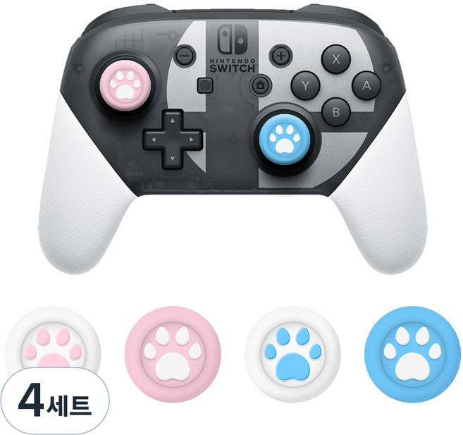 HOHOO 任天堂 Akitomo Switch Pro控制器 PS4 DualShock XBOX360 搖桿, 單一商品, 4套, 粉彩粉紅+藍色