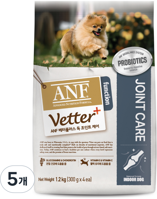 ANF 베터플러스 독 기능성 사료, 관절+장건강, 1.2kg, 5개