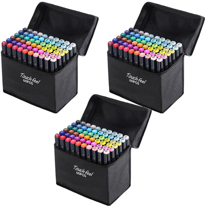 터치필 더블헤드 알콜 유성 마카펜 애니메이션, 60색, 3세트