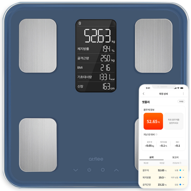 앳플리 스마트 체성분 체중계, TX, 셀레스티얼블루, 1개