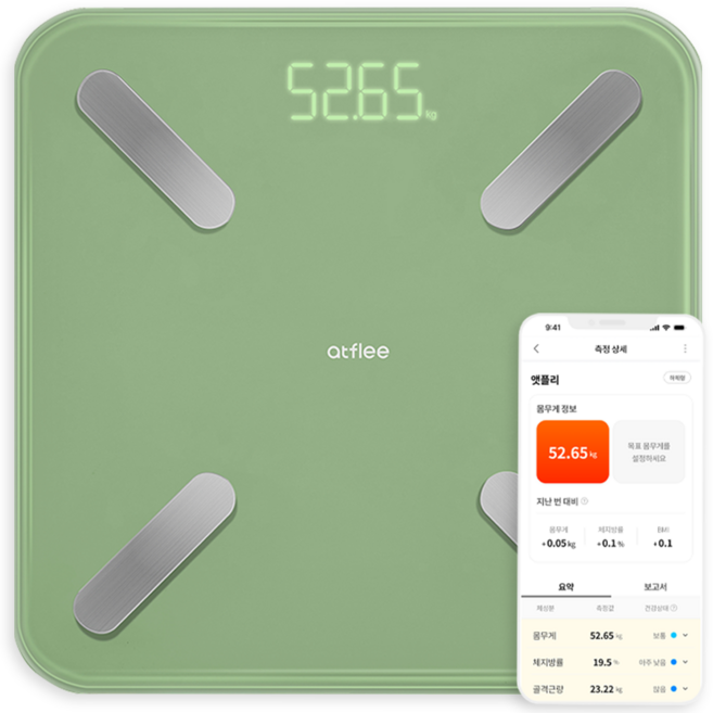 앳플리 T8 스마트 체성분 체중계, T8scale, 비엔나 그린, 1개