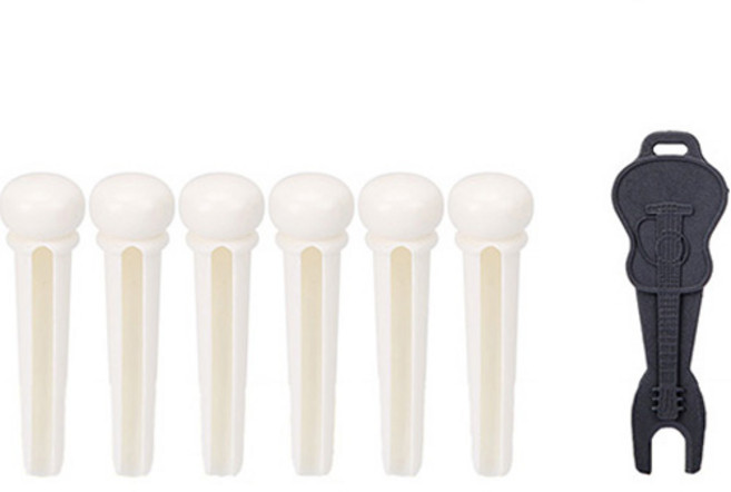 와이든 기타 브릿지핀 우골 화이트 6p + 리무버 세트, 1세트