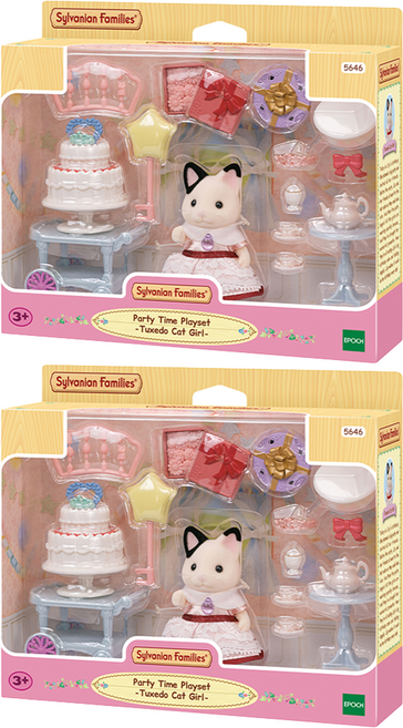 실바니안패밀리 턱시도 고양이의 파티 플레이 피규어 세트 5646, 2개