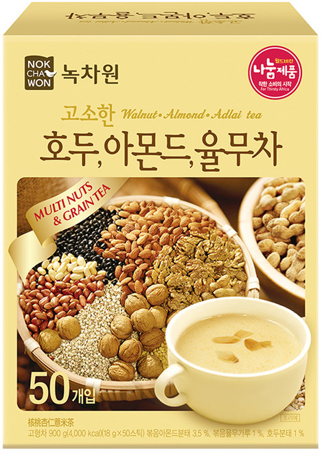 녹차원 고소한 호두아몬드율무차, 18g, 50개입, 1개