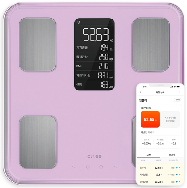 앳플리 스마트 더블스마트인 체성분 체중계, TX, 라일락, 1개