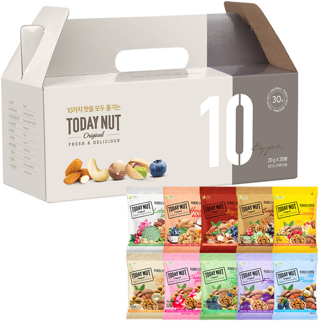투데이넛 너트한줌 10종 30입 견과 선물세트 600g, 1세트