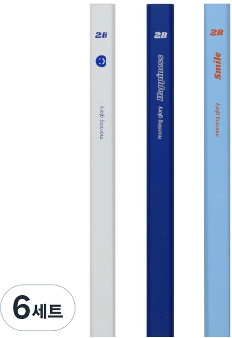 모닝글로리 2000 와이드 부드럽고 진한 필기감 스케치 연필 2B 3종 세트, 혼합색상, 6세트