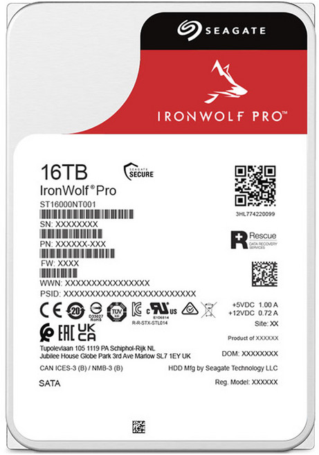 씨게이트 IronWolf Pro HDD, 16384GB, ST16000NT001