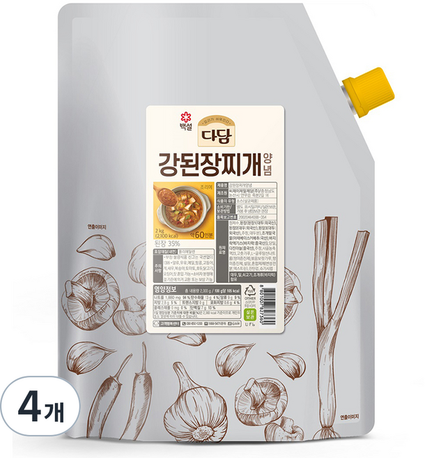 다담 강된장찌개 양념, 2kg, 4개