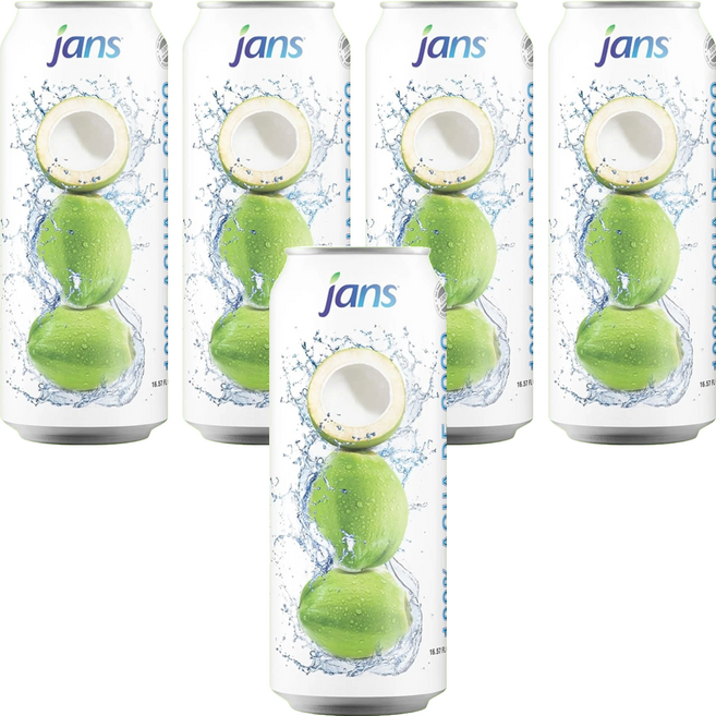 jans 100%椰子水, 490ml, 5罐