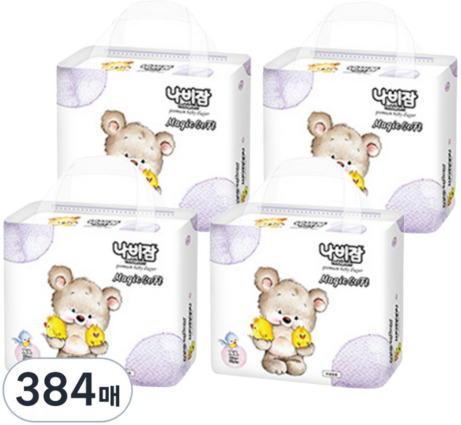 나비잠 매직소프트 밴드형 기저귀 유아용, 특대형(XL), 384매