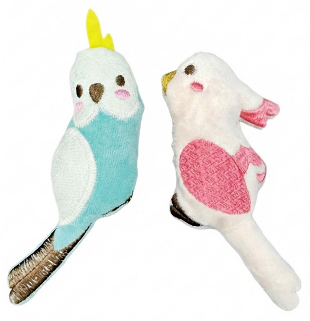 Nice u 毛樂趣 小鳥貓草玩偶, 藍色 + 紅色, 2個