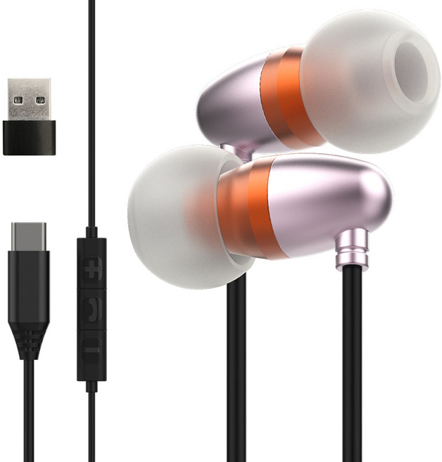 맥스틸 서라운드 7.1 노이즈캔슬링 마이크 C타입 유선 게이밍 이어폰 + USB 변환 젠더 세트, GM-AZEL3ENC, 핑크