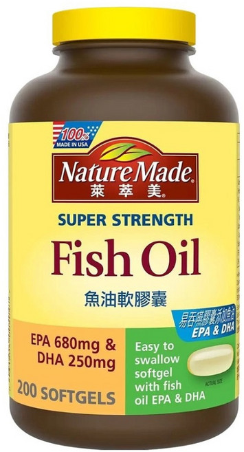 Nature Made 萊萃美 魚油軟膠囊, 1個, 200顆