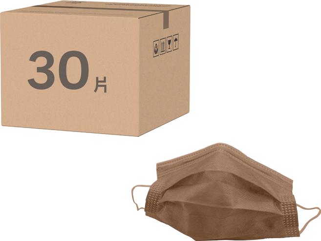 JIUJIU 親親 紗霧系列 成人平面醫用口罩 17.5 x 9.5cm, 奶茶裸棕, 30片, 1盒
