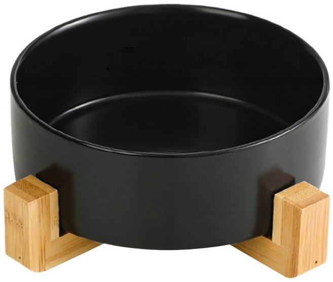 木架陶瓷碗 貓狗用 大, 黑色, 1個