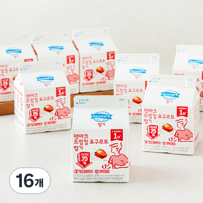 덴마크 드링킹 요구르트 딸기, 275ml, 1개입, 16개