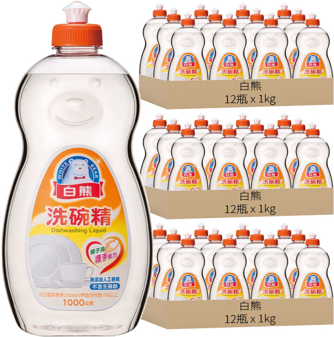 白熊 洗碗精, 1000g, 36瓶