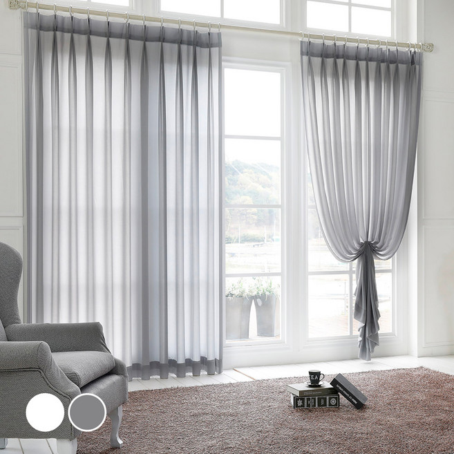 까사펠리체 시폰 나비주름 커튼 2p