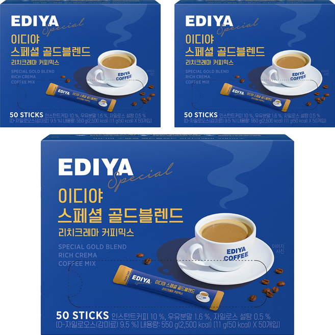EDIYA COFFEE 經典三合一即溶咖啡, 11g, 50條, 3盒