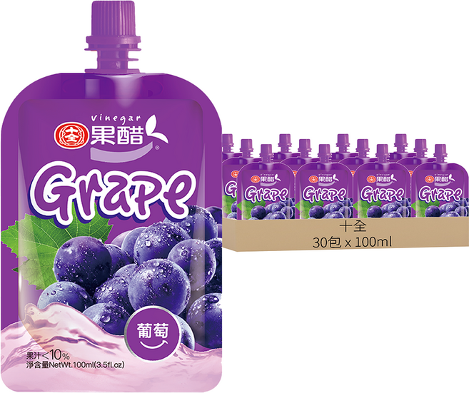 十全 葡萄醋飲料, 100ml, 30包