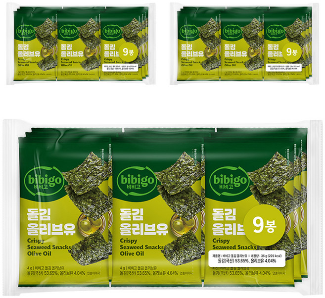 CJ bibigo 橄欖巖海苔, 4g, 27個