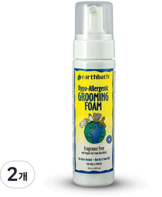 얼스배스 강아지 워터리스 발세정제 저자극 그루밍 폼 무향, 237ml, 1개입, 2개 - 쿠팡