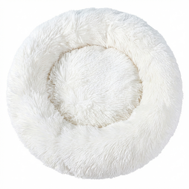 毛絨深度睡眠寵物睡窩, 1個, 白色