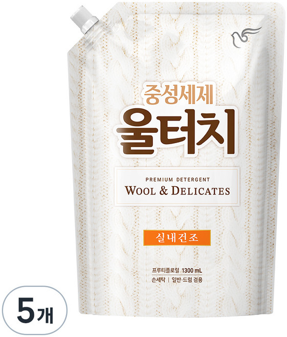 피죤 울터치 중성세제 리필, 1.3L, 5개