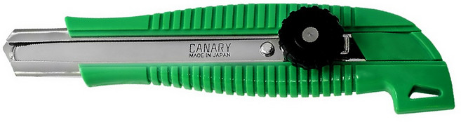 CANARY 長谷川刃物 紙箱小子 紙箱專用切刀伸縮型 DC-25 不鏽鋼刀片 日本製造, 軍綠色, 1支