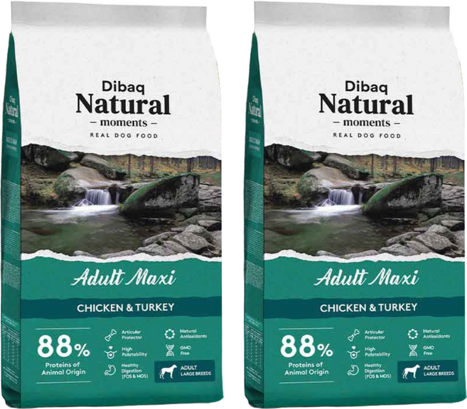 Dibaq Natural moments 自然嗑犬糧 大型成犬 關節保健配方, 雞肉 + 火雞肉, 300g, 2包