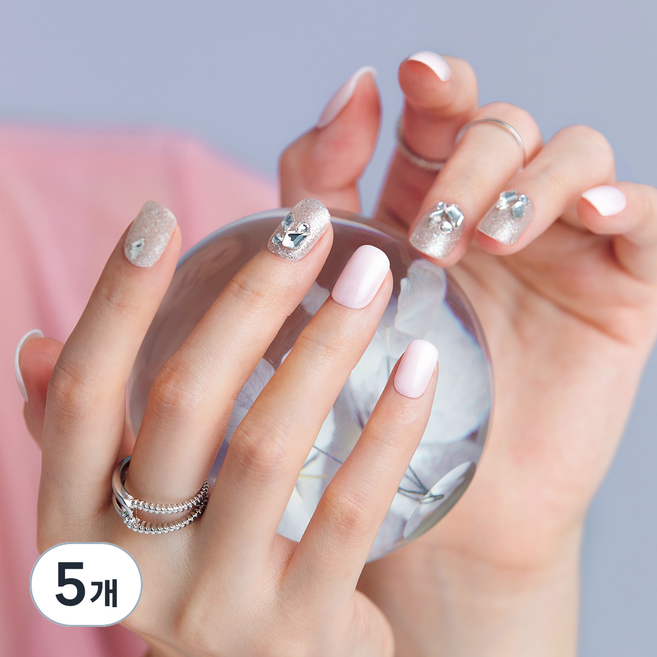 데싱디바 매직프레스 스탈릿 아우라 네일팁, 5개, 화이트