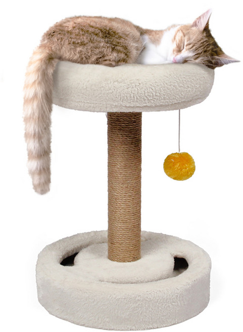 펫샵 미니 토이박스 캣타워 스크래쳐, 베이지, 1개