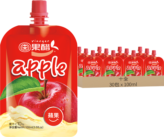 十全 蘋果醋飲料, 100ml, 30包