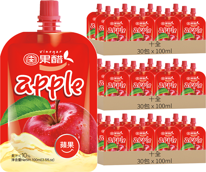 十全 蘋果醋飲料, 100ml, 90包