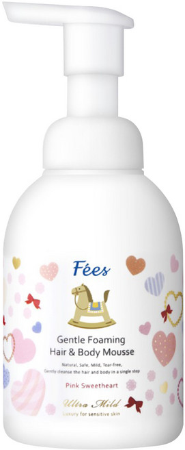 Fees BEBE 嬰兒洗髮沐浴泡泡 粉紅甜心香, 400ml, 1瓶